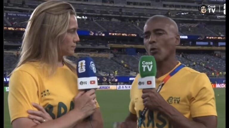 Romário enquadra Fernanda Gentil ao vivo: Não conhece muito de futebol